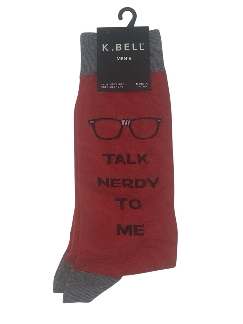 K.BELL Men's "talk nerdy to me" Novelty Crew socks